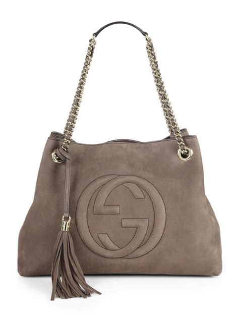 gucci suede camera bag|Gucci shoulder tote bag.